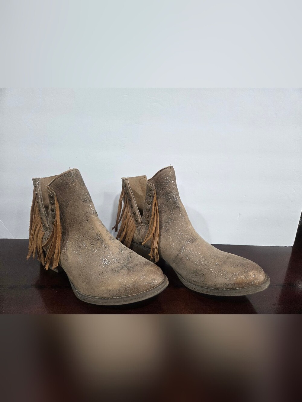 Circle G By Coral Brown Fringe Ankle Western Boots Sz.11